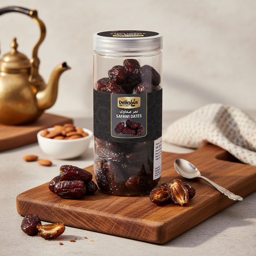Delicious Gold Safawi Dates 500g | Soft Arabian Khajur | Naturally Sweet Fresh & Rich Taste and Soft Texture